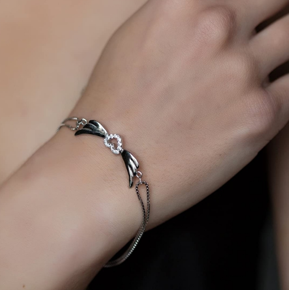A1 NEW Diamond Sterling Angel Wing Bracelet